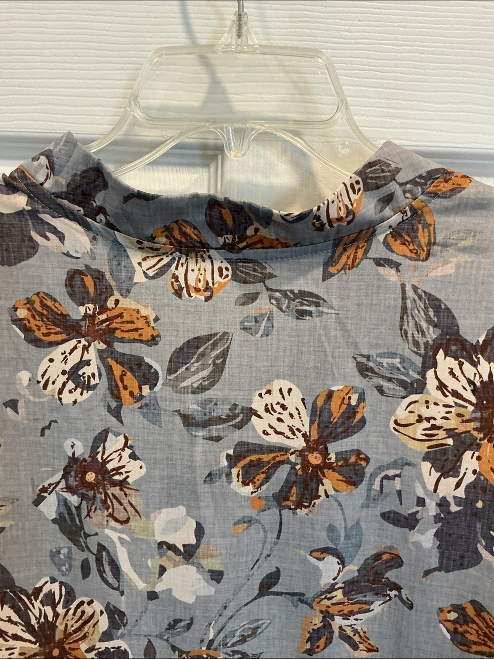 Emery Rose Women's Blue Floral Tiered Tunic Dress with Brown Accents - Picture 5 of 8